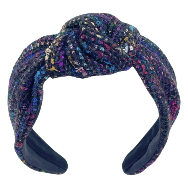 Raw Silk Tweed Blair Center Turban Headband - Image 3