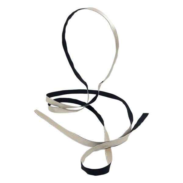 Black with Beige Satin Long Tie Headband ST2L