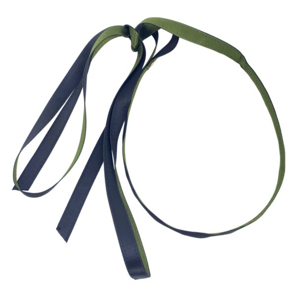 Black with Olive Satin Long Tie Headband ST2L