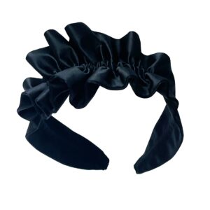 Black Satin Ruffle Headband ST189