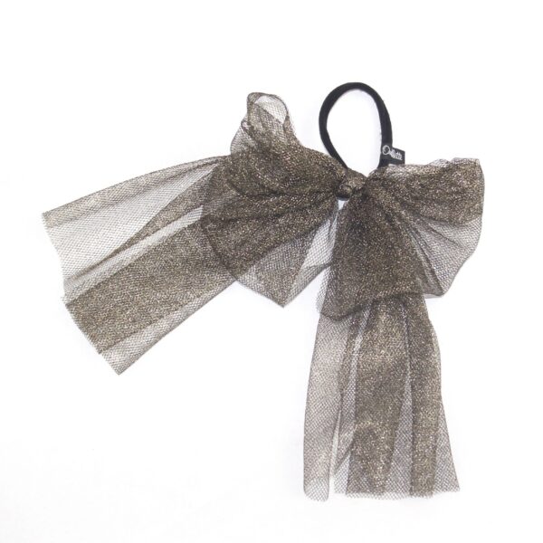 Metallic Tulle Bow Ponytail Holder