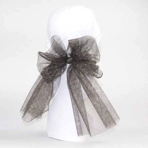 Metallic Tulle Bow Ponytail Holder - Image 3