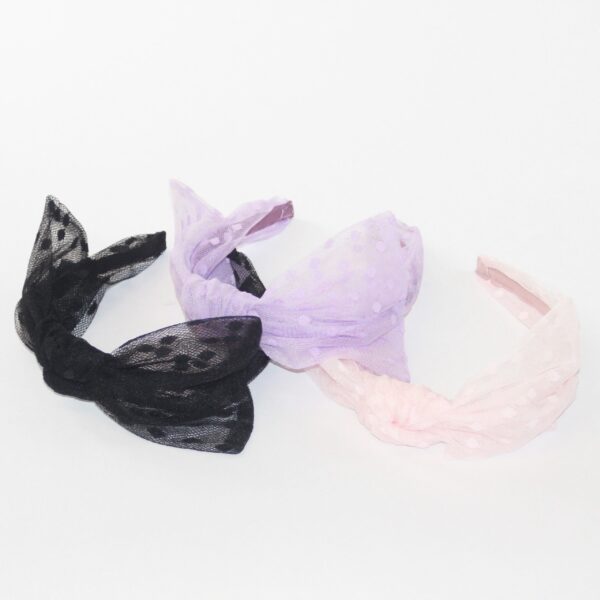 Dotted Tully Bow Headband - Image 4