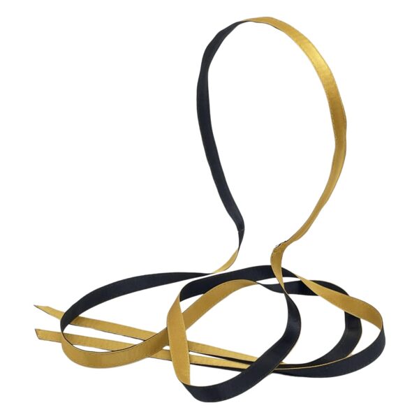 Black with Yellow Gold Satin Long Tie Headband ST2L