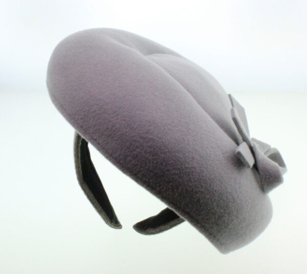 Light Grey Velour Felt Beret Headpiece on Headband WH80