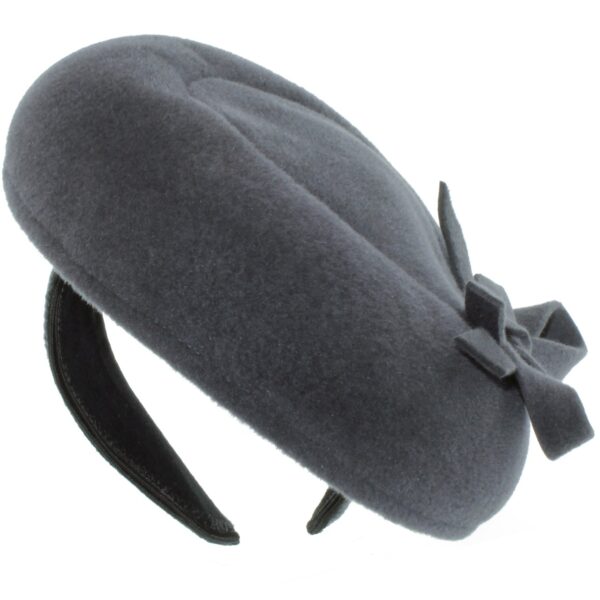 Medium Grey Velour Felt Beret Fascinator WH80