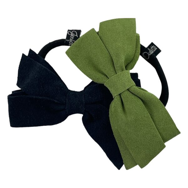 Suede Double Decker Bow Hair Tie - Image 4