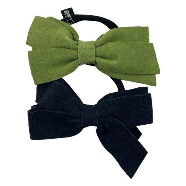 Suede Double Decker Bow Hair Tie - Image 5