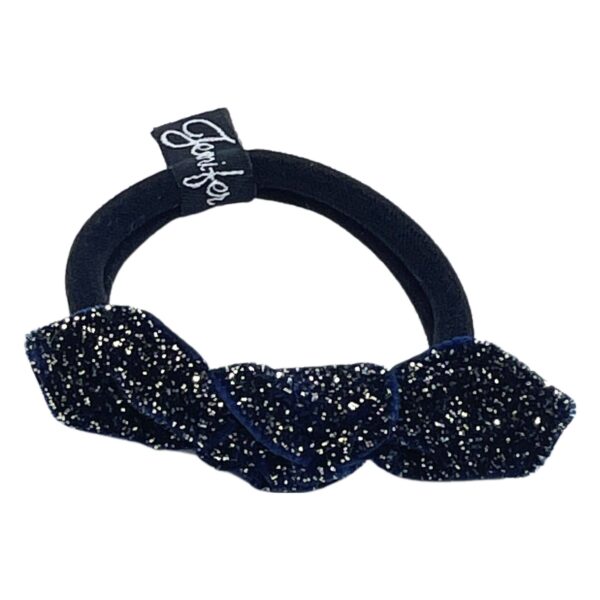 Velvet Sparkle Bow  Hair Tie