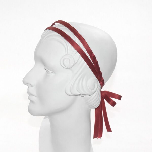 Double Satin Headband with Bow Tie at Nape of Neck