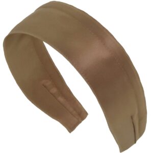 2" wide satin basic headband made of Swiss satin ribbon in sable light brown