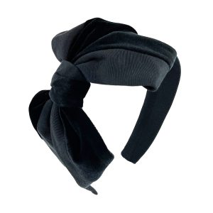 Black Velvet & Grosgrain Side Bow Headband BV03