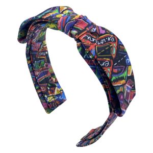 Cotton Print Center Bow Headband inspired by the vibrant art of Cadillac Ranch along Route 66