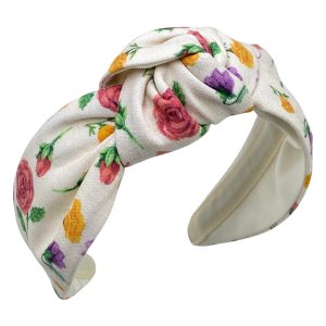 Cream 66 Floral Print Center Turban Headband CP64