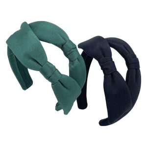 Hunter Green - Black Padded Double Bow Headband BE104