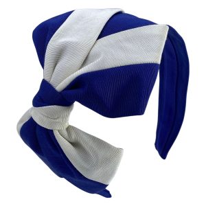 Corsair Blue with Ivory Carolina Bow Headband BE94