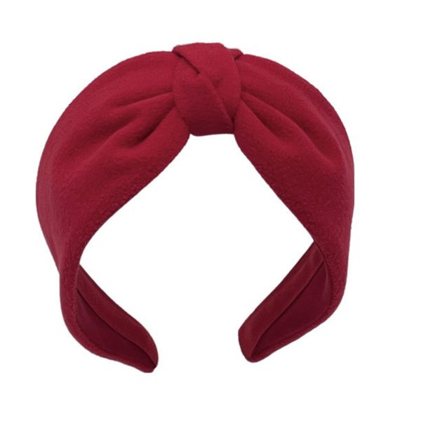 Red Fleece Center Turban Headband FEL12