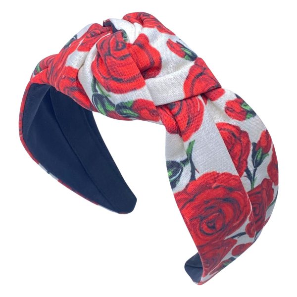 Red Roses Floral Print Center Turban Headband CP64