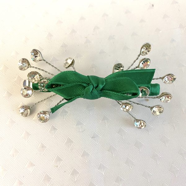 Emerald Satin Rhinestones Hair Clip LP20