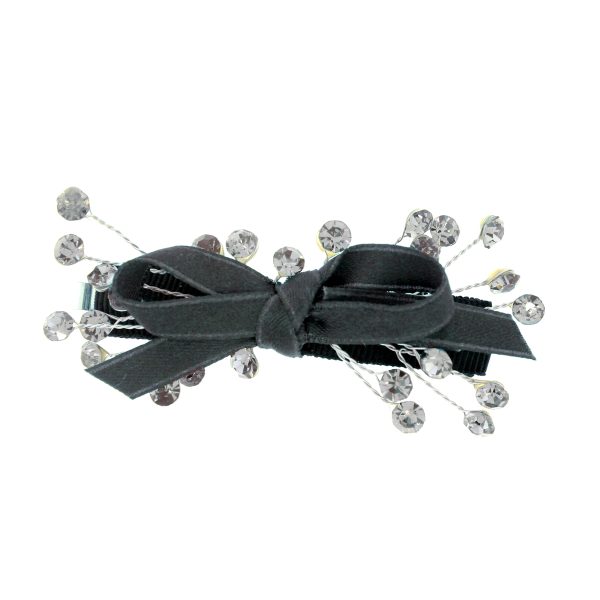 Gunmetal Satin Rhinestones Hair Clip LP20